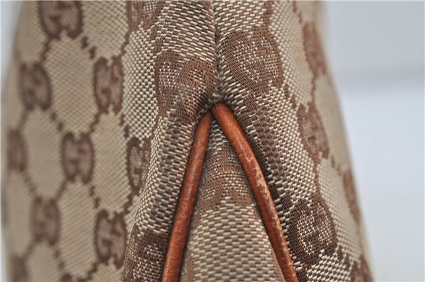 Authentic GUCCI Vintage Shoulder Tote Bag GG Canvas Leather Brown Beige 7975D