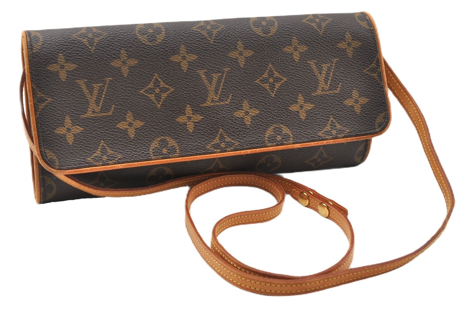 Authentic Louis Vuitton Monogram Pochette Twin GM Shoulder Bag M51852 LV 7976F
