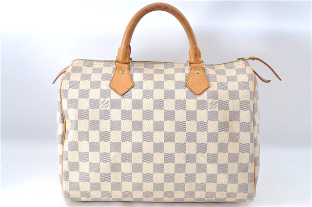 Authentic Louis Vuitton Damier Azur Speedy30 Hand Bag N41533 LV 7977D