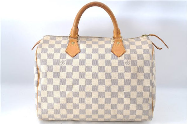 Authentic Louis Vuitton Damier Azur Speedy30 Hand Bag N41533 LV 7977D