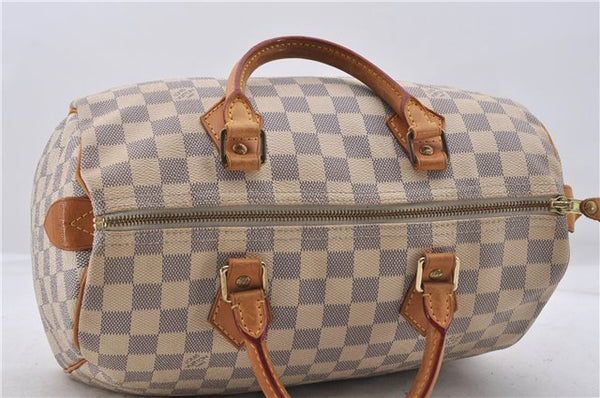 Authentic Louis Vuitton Damier Azur Speedy30 Hand Bag N41533 LV 7977D