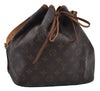 Authentic Louis Vuitton Monogram Petit Noe M42226 Shoulder Drawstring Bag 7980E