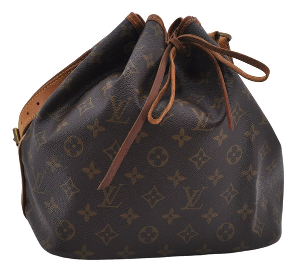 Authentic Louis Vuitton Monogram Petit Noe M42226 Shoulder Drawstring Bag 7980E