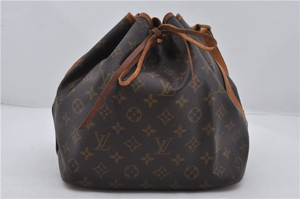 Authentic Louis Vuitton Monogram Petit Noe M42226 Shoulder Drawstring Bag 7980E