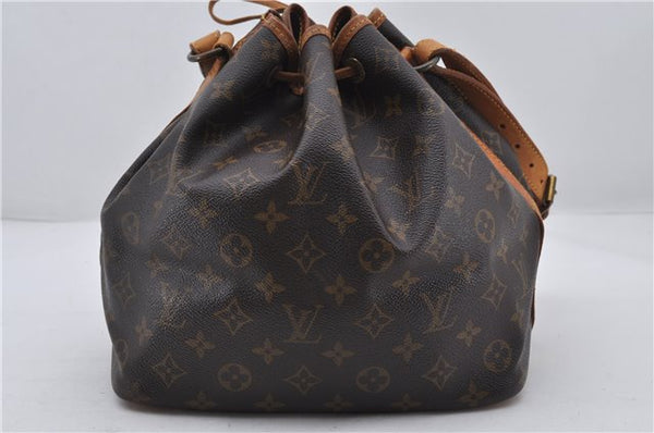 Authentic Louis Vuitton Monogram Petit Noe M42226 Shoulder Drawstring Bag 7980E