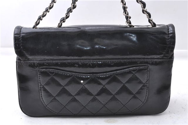 Authentic CHANEL Enamel CoCo Mark Chain Shoulder Bag Purse Black 7981D