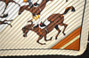 Authentic HERMES Pleats Scarf "les courses" Silk Ivory Box 7982C