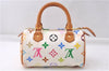 Auth Louis Vuitton Monogram Multicolor Mini Speedy Hand Bag M92645 White 7990D