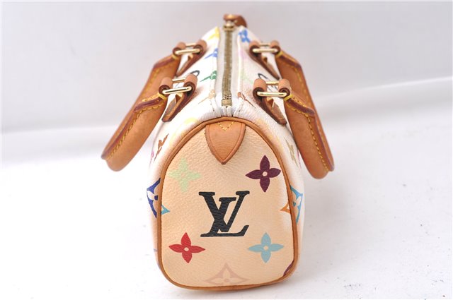 Auth Louis Vuitton Monogram Multicolor Mini Speedy Hand Bag M92645 White 7990D