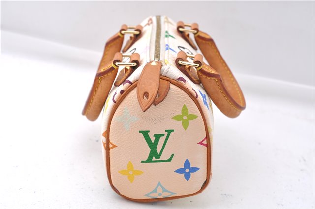 Auth Louis Vuitton Monogram Multicolor Mini Speedy Hand Bag M92645 White 7990D