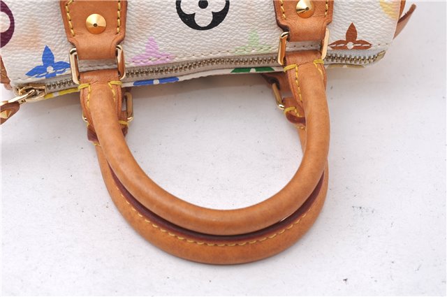 Auth Louis Vuitton Monogram Multicolor Mini Speedy Hand Bag M92645 White 7990D