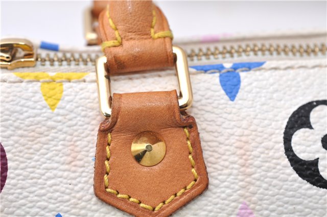 Auth Louis Vuitton Monogram Multicolor Mini Speedy Hand Bag M92645 White 7990D