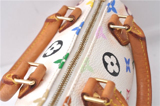 Auth Louis Vuitton Monogram Multicolor Mini Speedy Hand Bag M92645 White 7990D