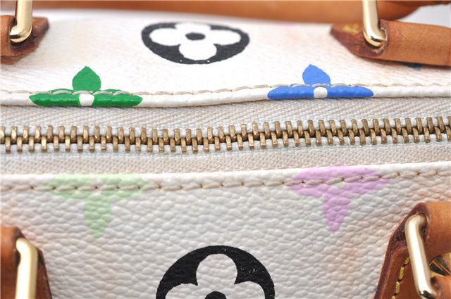 Auth Louis Vuitton Monogram Multicolor Mini Speedy Hand Bag M92645 White 7990D