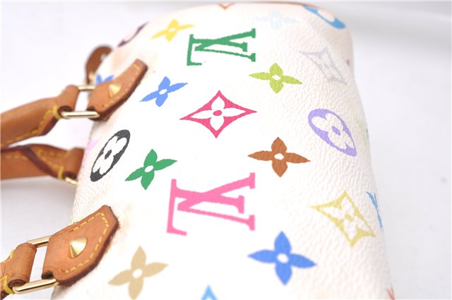 Auth Louis Vuitton Monogram Multicolor Mini Speedy Hand Bag M92645 White 7990D