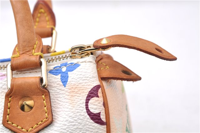 Auth Louis Vuitton Monogram Multicolor Mini Speedy Hand Bag M92645 White 7990D