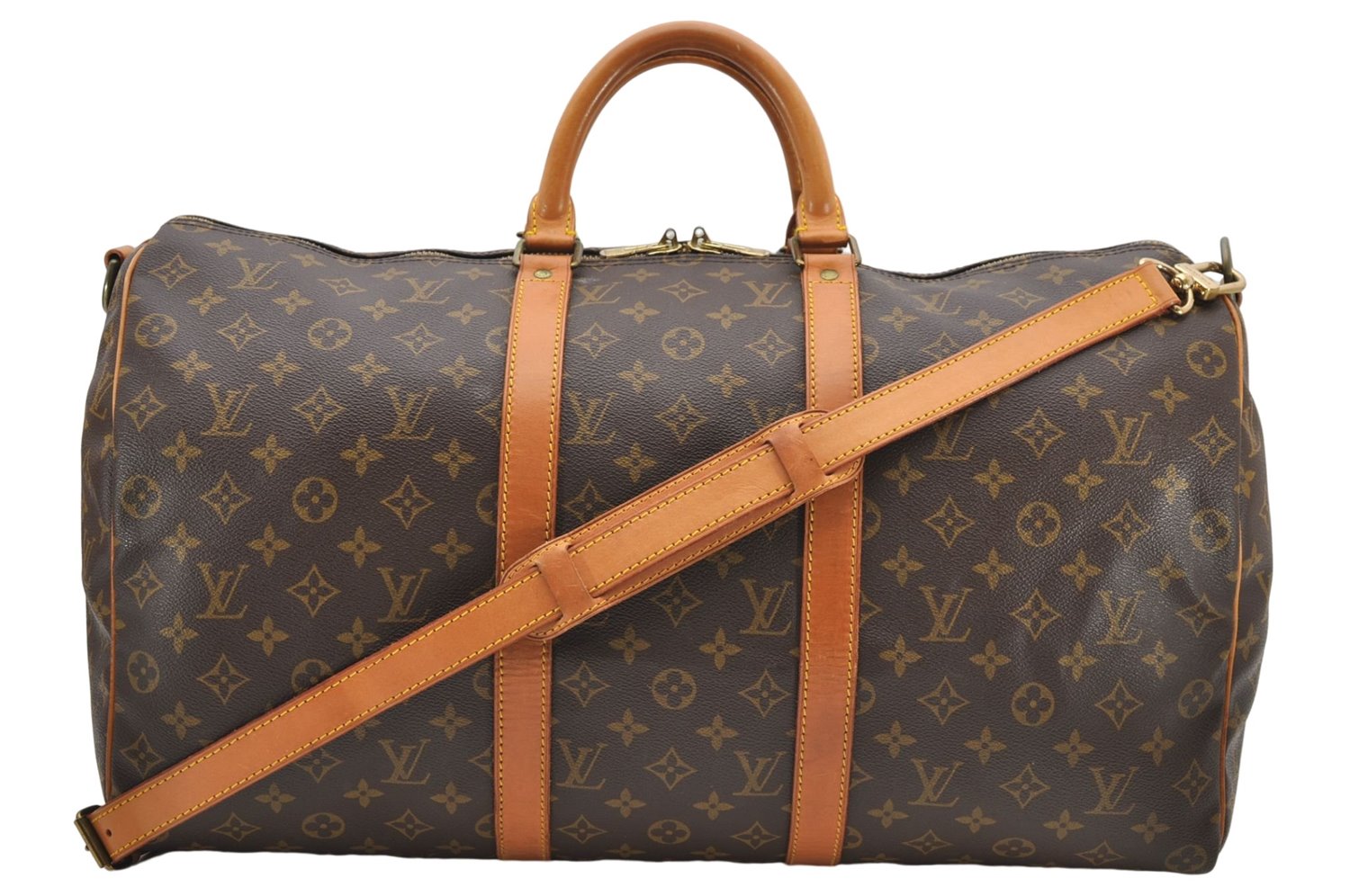 Auth Louis Vuitton Monogram Keepall Bandouliere 50 Boston Bag M41416 LV 8002D