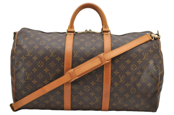 Auth Louis Vuitton Monogram Keepall Bandouliere 50 Boston Bag M41416 LV 8002D