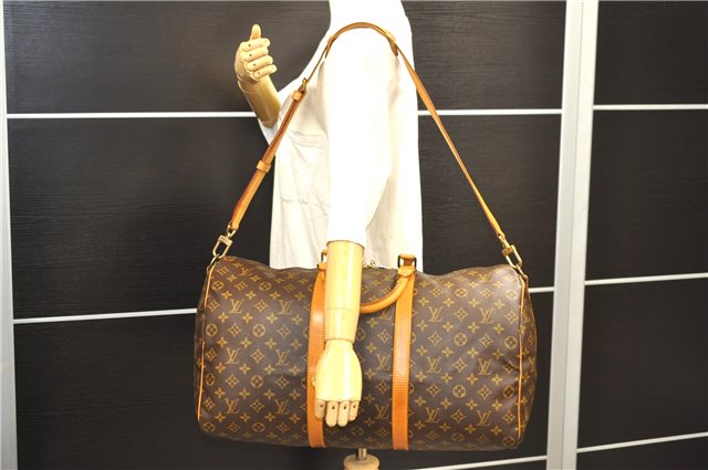 Auth Louis Vuitton Monogram Keepall Bandouliere 50 Boston Bag M41416 LV 8002D