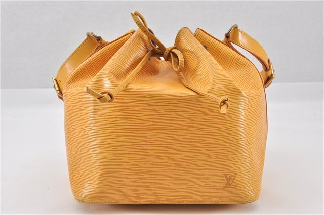 Authentic Louis Vuitton Epi Petit Noe Drawstring Bag Yellow M44109 LV 8009F