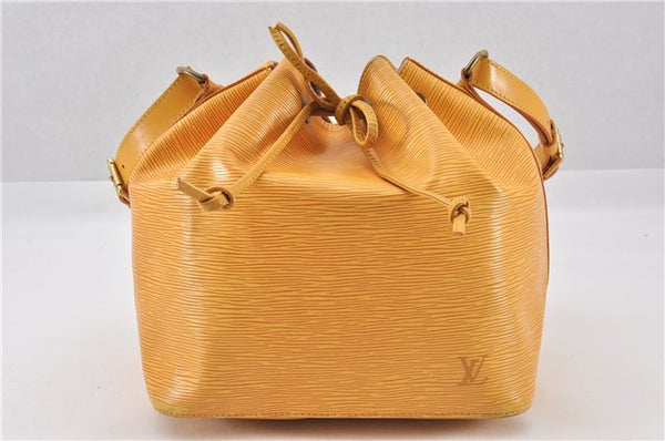Authentic Louis Vuitton Epi Petit Noe Drawstring Bag Yellow M44109 LV 8009F