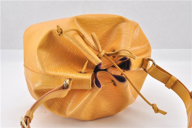 Authentic Louis Vuitton Epi Petit Noe Drawstring Bag Yellow M44109 LV 8009F