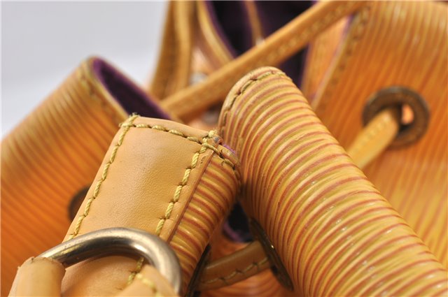 Authentic Louis Vuitton Epi Petit Noe Drawstring Bag Yellow M44109 LV 8009F