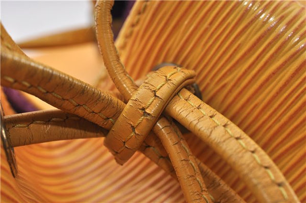 Authentic Louis Vuitton Epi Petit Noe Drawstring Bag Yellow M44109 LV 8009F