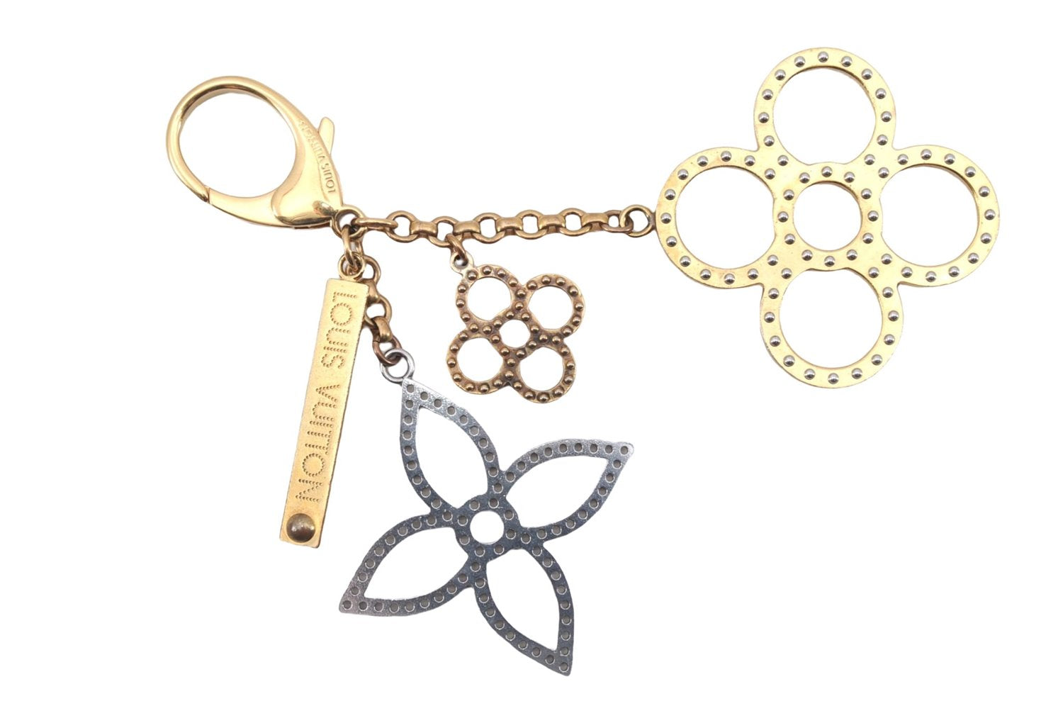 Auth Louis Vuitton Bag Bijoux De Sac Tapage Bag Charm M65090 Gold Silver 8010D