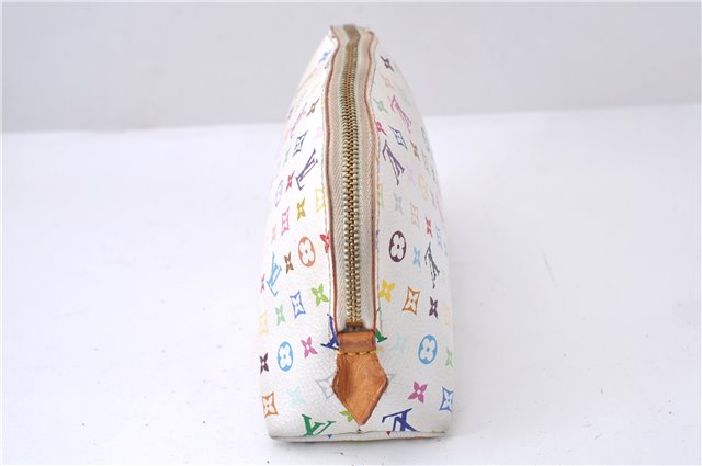 Auth Louis Vuitton Monogram Multicolor Pochette Cosmetic Pouch White LV 8016D