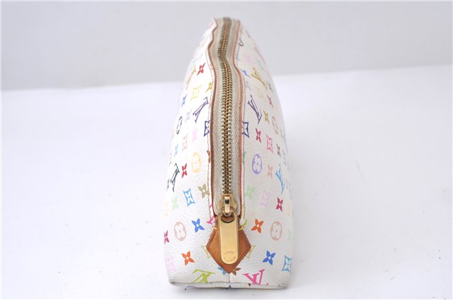 Auth Louis Vuitton Monogram Multicolor Pochette Cosmetic Pouch White LV 8016D