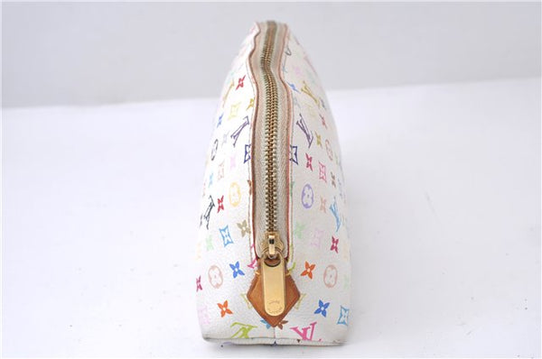 Auth Louis Vuitton Monogram Multicolor Pochette Cosmetic Pouch White LV 8016D