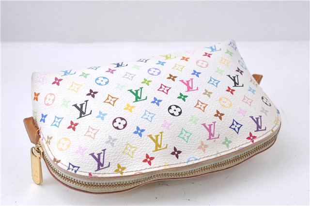 Auth Louis Vuitton Monogram Multicolor Pochette Cosmetic Pouch White LV 8016D