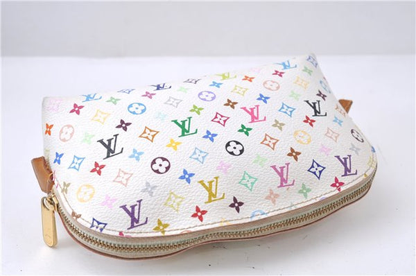 Auth Louis Vuitton Monogram Multicolor Pochette Cosmetic Pouch White LV 8016D