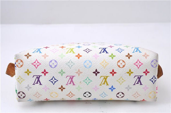 Auth Louis Vuitton Monogram Multicolor Pochette Cosmetic Pouch White LV 8016D