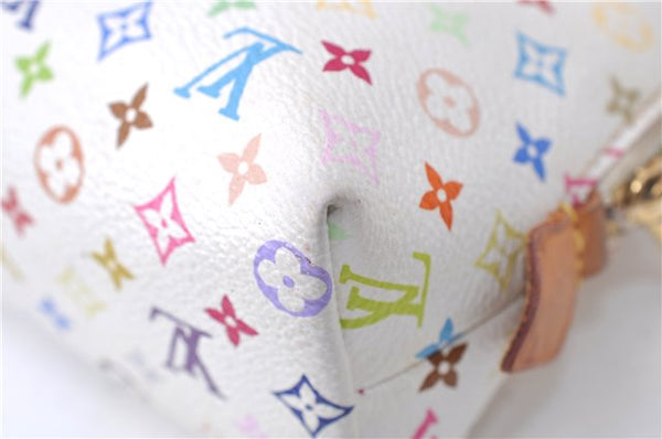 Auth Louis Vuitton Monogram Multicolor Pochette Cosmetic Pouch White LV 8016D