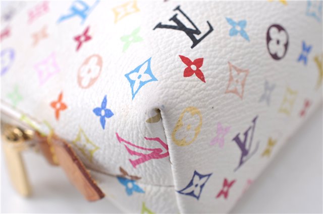 Auth Louis Vuitton Monogram Multicolor Pochette Cosmetic Pouch White LV 8016D