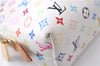 Auth Louis Vuitton Monogram Multicolor Pochette Cosmetic Pouch White LV 8016D