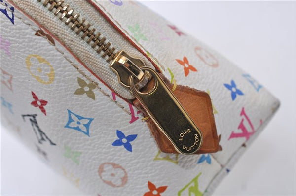 Auth Louis Vuitton Monogram Multicolor Pochette Cosmetic Pouch White LV 8016D