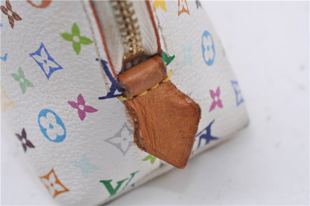 Auth Louis Vuitton Monogram Multicolor Pochette Cosmetic Pouch White LV 8016D