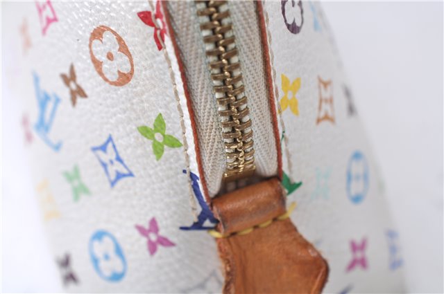 Auth Louis Vuitton Monogram Multicolor Pochette Cosmetic Pouch White LV 8016D