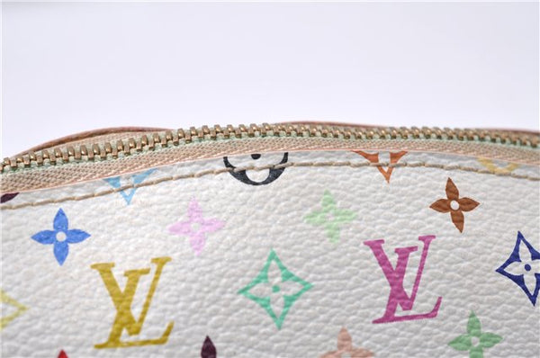 Auth Louis Vuitton Monogram Multicolor Pochette Cosmetic Pouch White LV 8016D