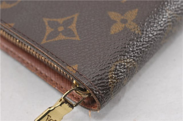 Authentic Louis Vuitton Monogram Porte Monnaie Zip Long Wallet M61727 LV 8017F