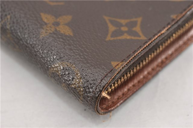 Authentic Louis Vuitton Monogram Porte Monnaie Zip Long Wallet M61727 LV 8017F