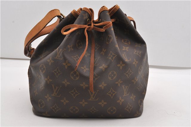 Authentic Louis Vuitton Monogram Petit Noe M42226 Shoulder Drawstring Bag 8018F