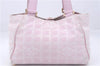 Authentic CHANEL New Travel Line Shoulder Hand Bag Nylon Leather Pink 8023D