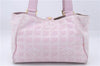 Authentic CHANEL New Travel Line Shoulder Hand Bag Nylon Leather Pink 8023D