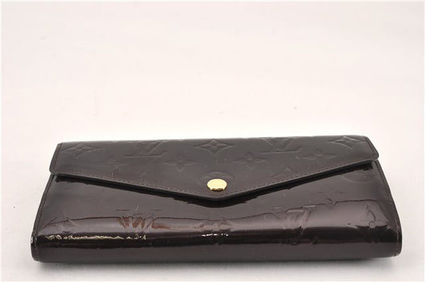 Authentic Louis Vuitton Vernis Portefeuille Sarah Wallet M90152 Wine Red 8026F