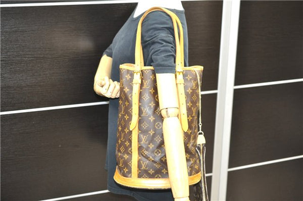 Authentic LOUIS VUITTON Monogram Bucket GM Shoulder Bag M42236 LV Junk 8027C