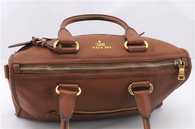 Authentic PRADA Vintage Leather Nappa 2Way Shoulder Tote Bag Brown 8036E